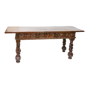17th Century Italian Carved Walnut Table or Desk