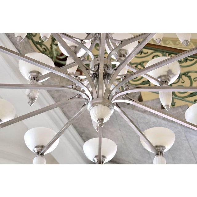 Art Deco Chandelier with Alabaster Bowls and Illuminated Cones, 1990s For Sale - Image 17 of 18