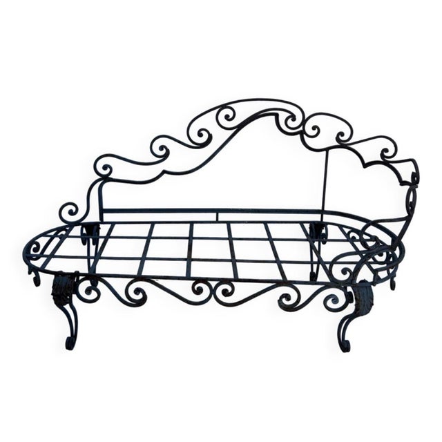 1920s Art Nouveau Wrought Iron Garden Daybed, 1920s For Sale - Image 5 of 5
