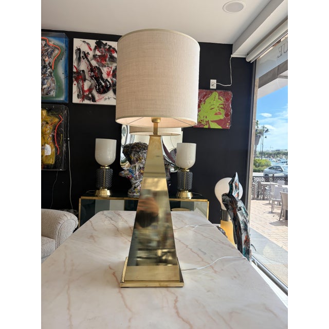 Pyramid Lamps in Brass, 1980s, Set of 2 For Sale - Image 16 of 18
