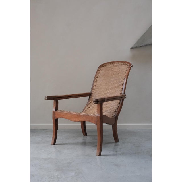 19th Century Lounge Chair with Cane Seat and Swing-Out Armrests, 1870s For Sale - Image 5 of 11