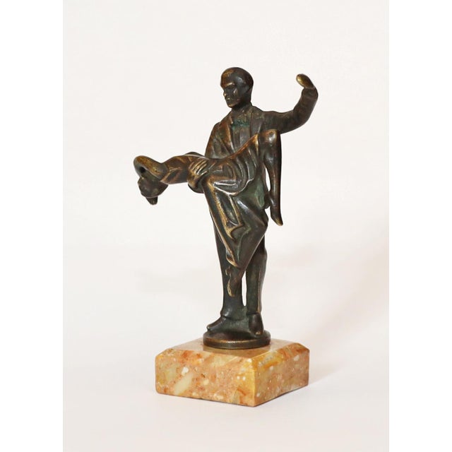 Viennese Art Nouveau/Art Deco Bronze Viennese bronze, circa 1920. Dancing couple. Patinized bronze mounted on a marble...
