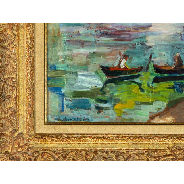 Post Impressionist French Artist, The Barges, 20th Century, Oil on Canvas, Framed For Sale - Image 4 of 7