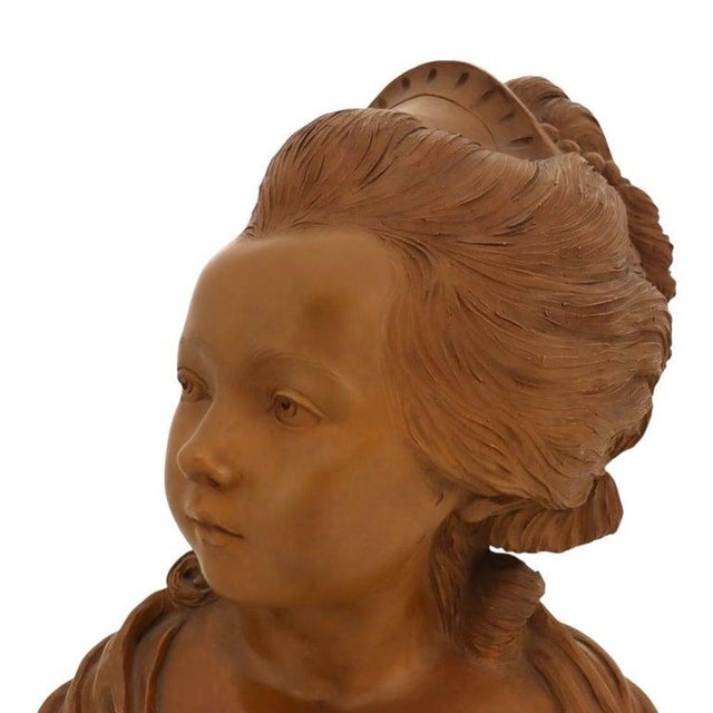 Rare French Classical Terra Cotta Bust of Young Marie Antoinette C1890 For Sale - Image 4 of 12