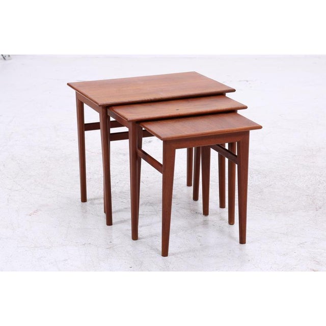 Vintage Danish Teak Nesting Tables, Set of 3 For Sale - Image 4 of 12