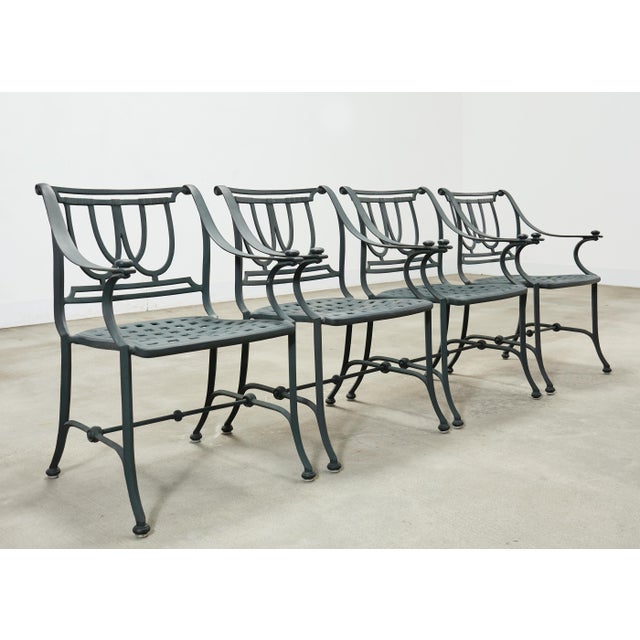Neoclassical Set of Four Brown Jordan-Style Neoclassical Garden Armchairs For Sale - Image 3 of 18