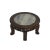 This is a handmade Chinese accent decorative display stand made of wood with a marble stone center top, and motif carving....