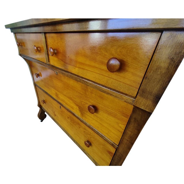 Wood Restored Antique 19th-Century American Empire Chest of Drawers For Sale - Image 7 of 11