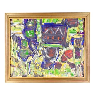 Jay Milder, Vibrant Abstract Rhino Horn Jay Milder Figurative Expressionist Art Oil Painting For Sale