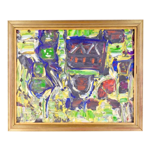 Jay Milder, Vibrant Abstract Rhino Horn Jay Milder Figurative Expressionist Art Oil Painting
