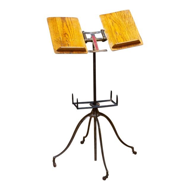 19th C. Cast Iron and Oak Bible or Dictionary Book Stand c.1888-1900 For Sale