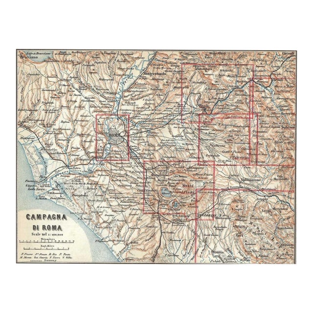 Antique Map of the Roman Campagna For Sale