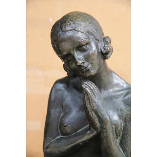 Mid 20th Century Nude Seated Girl - Leonida Bronze For Sale - Image 4 of 8