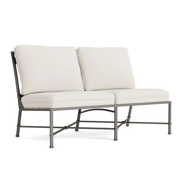 Brown Jordan Venetian Armless Loveseat, Mica frame with Fusion Natural fabric For Sale - Image 12 of 12