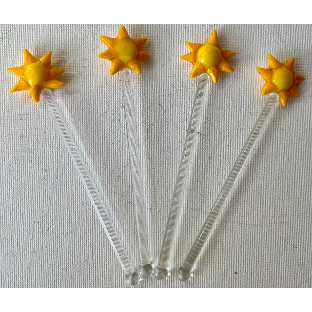 1960s Vintage Blown Glass Martini Olive Picks & Sun Swizzle Sticks-Set 11 For Sale - Image 5 of 8