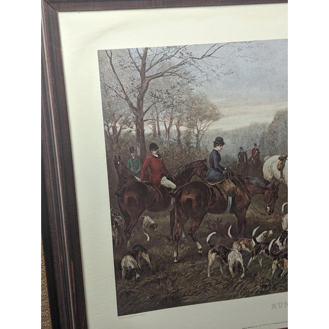 Printmaking Materials Large Vintage “Run to Earth” Equestrian Lithograph After Heywood Hardy, Professionally Framed- Brown, Red, Blue For Sale - Image 7 of 14
