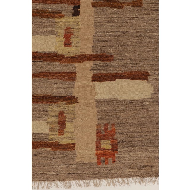 Traditional Vintage Swedish Rug With Geometric Design in Beige & Brown Tones - Rug & Kilim For Sale - Image 3 of 10