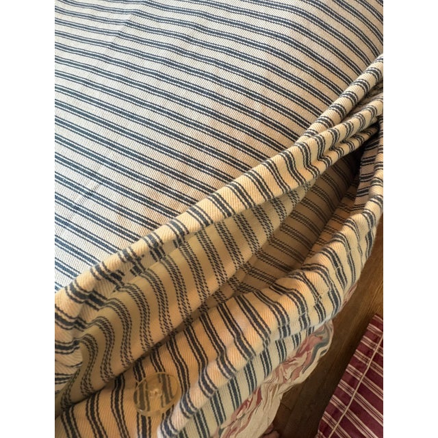 Ralph Lauren Vintage Denim Blue Ticking Stripe Blanket Duvet Cover or Coverlet Queen For Sale - Image 4 of 14