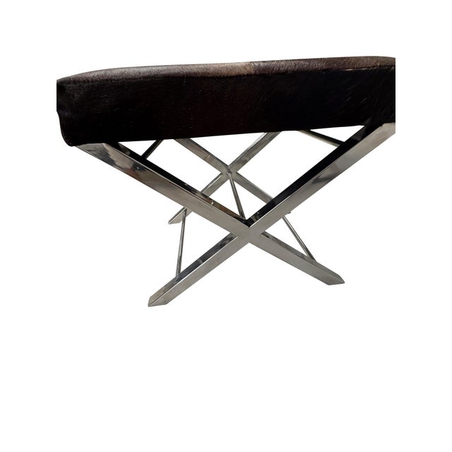 Mid 20th Century Cow Hide Benches with Chrome Bases - A Pair For Sale - Image 18 of 18