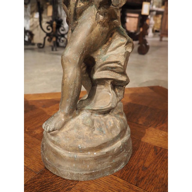Early 1900s French Bronze Statue of Boy and Duck For Sale - Image 12 of 12