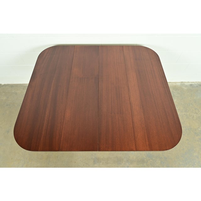 Brown Baker Furniture Style Georgian Mahogany Pedestal Extension Dining Table, Newly Refinished For Sale - Image 8 of 14