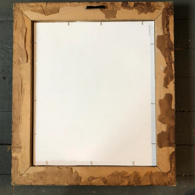 Abstract 1960’s Vintage Original Sepia Female Nude Abstract Drawing Carved Wood Vintage Frame For Sale - Image 3 of 4