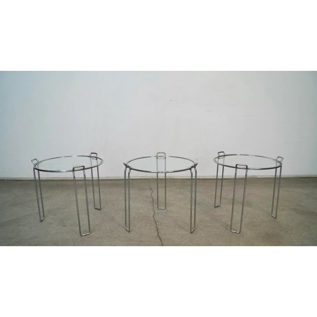 1970’s Saporiti Italian Chrome Nesting Drink Tables - Set of Three For Sale - Image 13 of 13