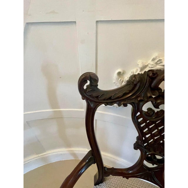 Antique Victorian Mahogany Carved Elbow Chair, 1860 For Sale - Image 6 of 8