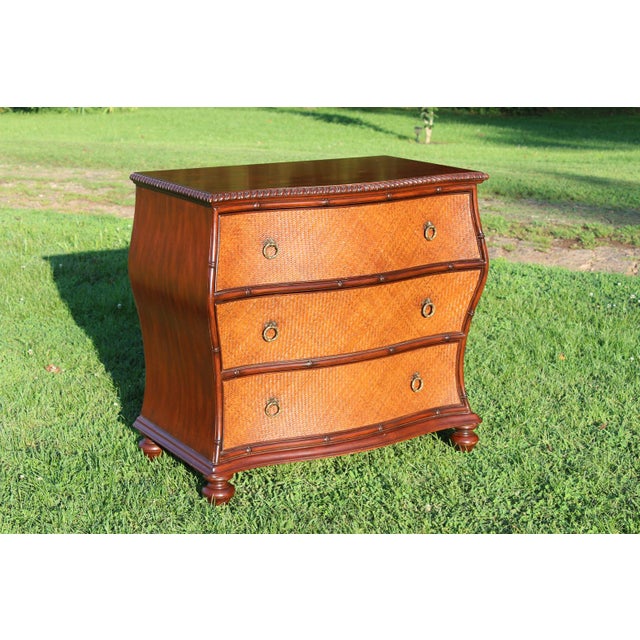 Coastal Ethan Allen Faux Bamboo and Rattan Chest of Drawers For Sale - Image 3 of 18