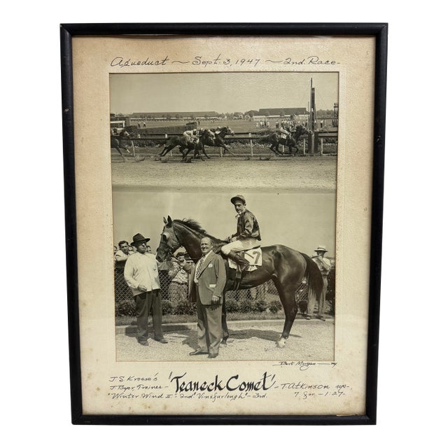 Vintage 47 Original Bert Morgan Teaneck Aqueduct Horse Racing Jockey Photograph For Sale