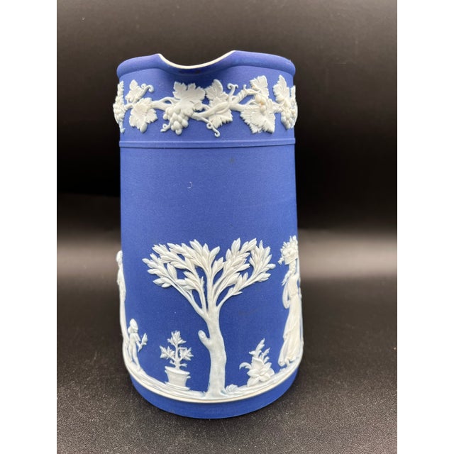 Neoclassical Antique Wedgwood Jasperware Dark Blue Jug Pitcher 1891-1908 For Sale - Image 3 of 12