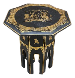 Tabouret Side Drinks Table Black and Gold, Circa Early-20th Century, Burma