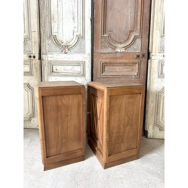 Art Deco Style Oak Bedside Tables, 1930s, Set of 2 For Sale - Image 13 of 16