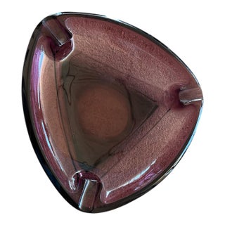 Circa 1970s Blown Glass Triangular Ashtray Catchall For Sale