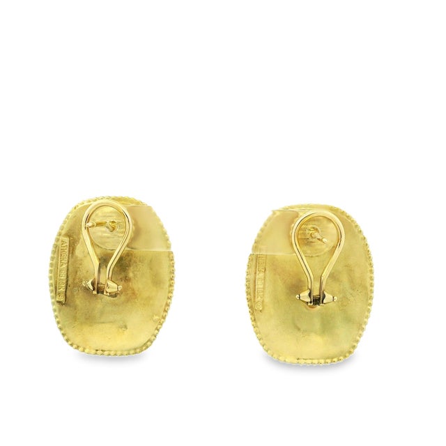 Modern 1970s Pair of Athena Seidengang 18k Gold Classical Figure Earrings For Sale - Image 3 of 9