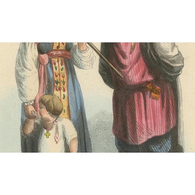 Markaert after Auguste Wahlen, Russian Peasant Family, 1845, Hand-Coloured Lithograph on Paper For Sale - Image 3 of 10