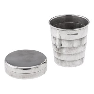 20th Century Silver Collapsible Travel Cup & Case, Birmingham, 1911 For Sale
