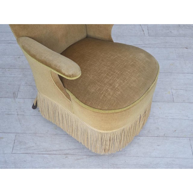 Danish Armchair in Velour with Ash Legs, 1950s For Sale - Image 11 of 18