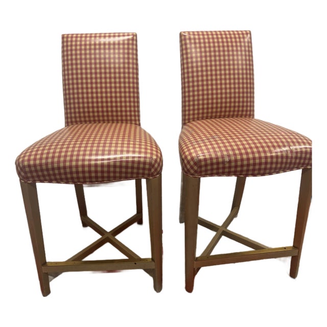 1990s Pair of Donghia Upholstered Counter/Bar Stools For Sale