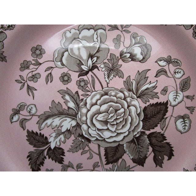 Ceramic Spode Archive Collection British Flowers Rosa 12" Pink Chop Plate Serving Platter Made in England Vintage 2007 For Sale - Image 7 of 8