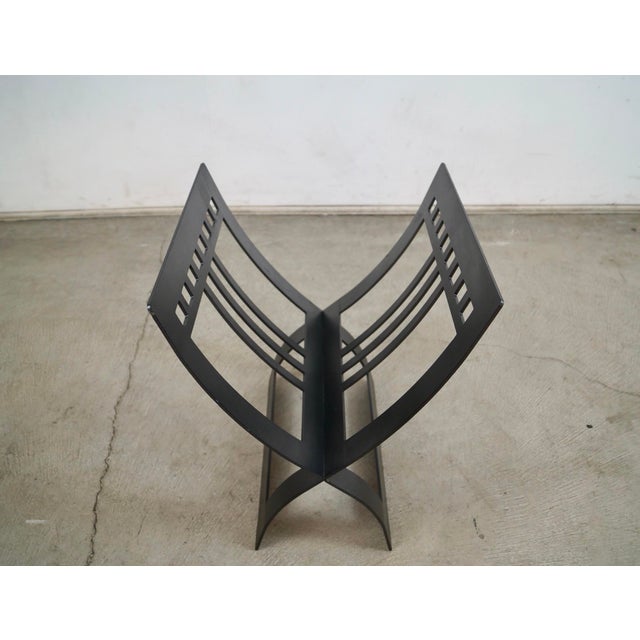 Metal Arts & Crafts Style Solid Metal Log Holder / Magazine Rack For Sale - Image 7 of 12