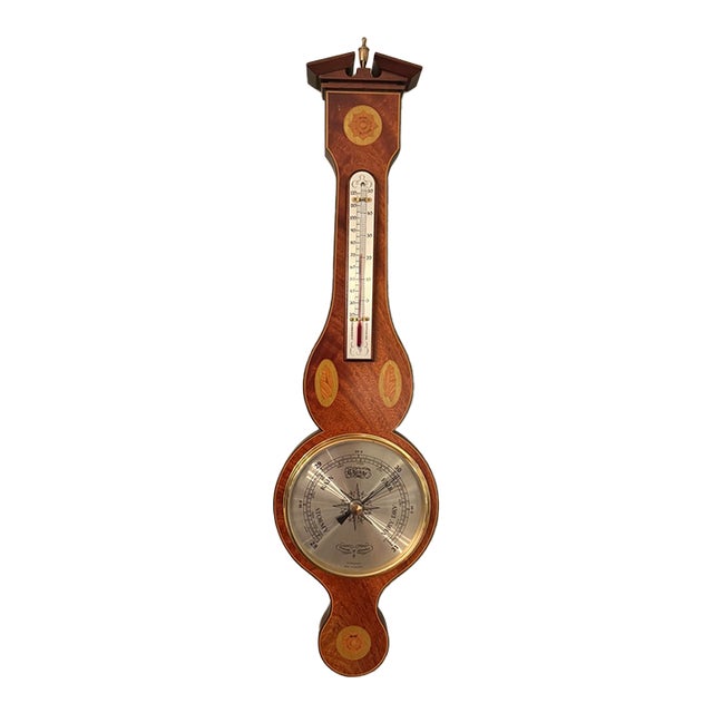 1970s Comitti of London Sheraton Banjo Aneroid Barometer For Sale