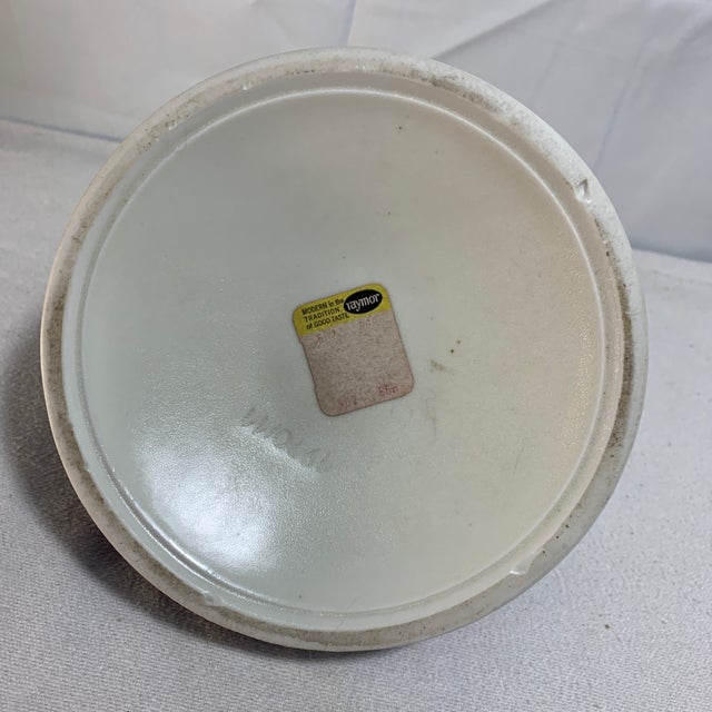 1960s Vintage Raymor Sgrafo White and Blue Stripe Vase For Sale - Image 5 of 6