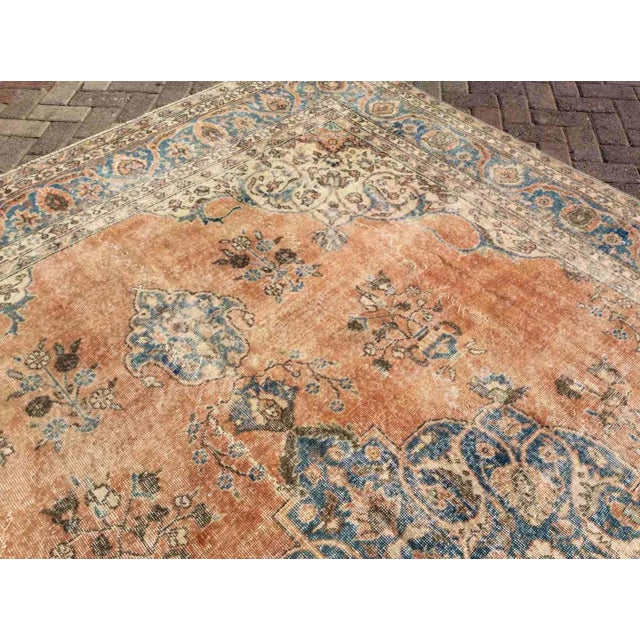 Oversized Vintage Distressed Oushak - 102" X 155" For Sale - Image 4 of 11