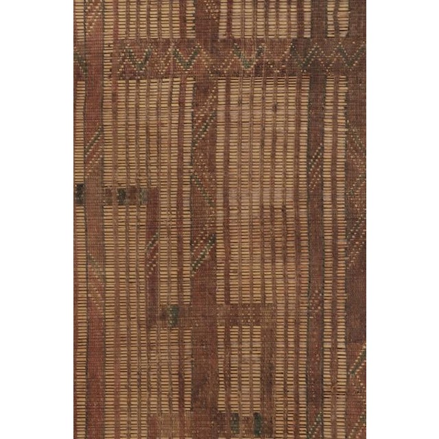 Square Vintage Tuareg Mat, Tribal Geometric Motifs in Beige-Brown - Rug & Kilim For Sale In New York - Image 6 of 10