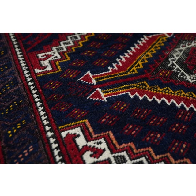 Navy Blue Vintage Balouch Rug 3'5'' x 6'3'' For Sale - Image 8 of 9
