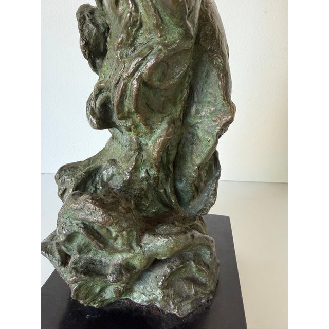 Bronze 1950's George Koras Abstract Female Bronze Sculpture on Black Wood Base For Sale - Image 8 of 13