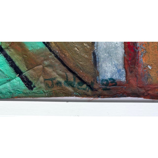 Paper Jaddan Massanet Abstract Mixed Media Collage Painting 2003 For Sale - Image 7 of 8