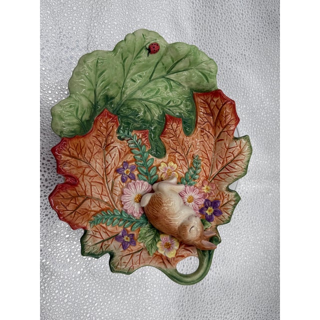 Brown 1990s Fitz and Floyd “Woodland Spring” Bunny Rabbit Trinket Dish For Sale - Image 8 of 9