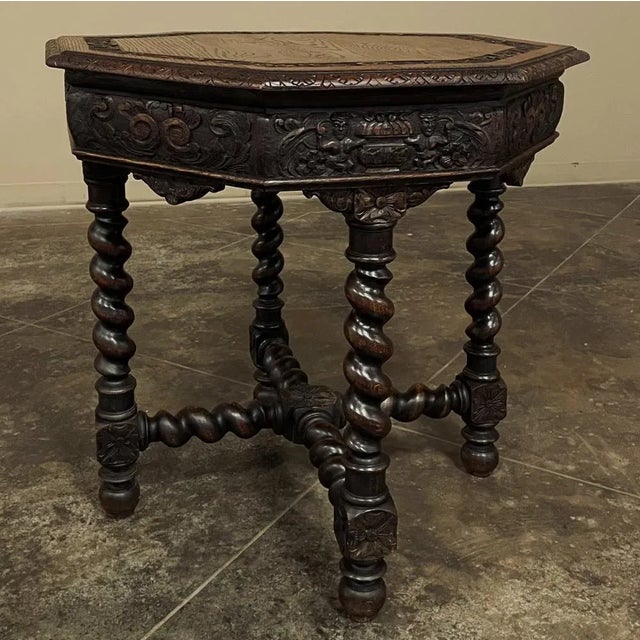 Antique French Renaissance Octagonal Barley Twist End Table For Sale - Image 12 of 12